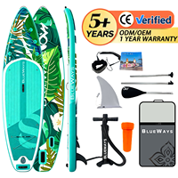 Planche à pagaie gonflable tropicale de 11' pour adultes, SUP de tourisme extra large et stable de 33' avec design Monstera de 6' d'épaisseur