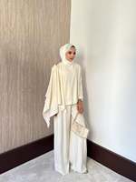 Ensembles de robes longues en laine côtelée pour femmes musulmanes, élégants et modestes, à manches évasées, grandes tailles, pour le printemps, l'Aïd et les banquets, vente en gros