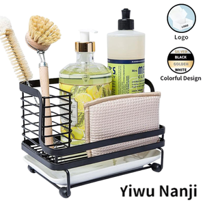 Organizzatore da <span class=keywords><strong>Cucina</strong></span> e Bagno in Metallo, Cestello per Rubinetto, Portaspugna con Pompa per Sapone e Vassoio di Drenaggio - Product Image 1