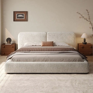 <span class=keywords><strong>Letto</strong></span> <span class=keywords><strong>matrimoniale</strong></span> moderno imbottito in <span class=keywords><strong>tessuto</strong></span> microfibra effetto neve, design a blocco di tofu, con contenitore, per camera da <span class=keywords><strong>letto</strong></span> padronale - Product Image 2