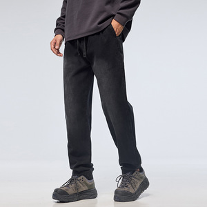 Pantalones <span class=keywords><strong>vaqueros</strong></span> de algodón puro lavados Vintage para hombre, pantalones de talla grande a la moda de estilo americano, decoración de bolsillo medio grande elástica, ajuste holgado - Product Image 4