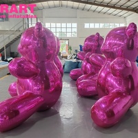 Décoration d'activités : Ours miroir gonflable rose, Mascotte d'ours de dessin animé gonflable personnalisée