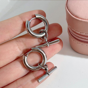Trendy 18K Plated <strong>Bar</strong> Dangle Statement Earrings Jewelry Fashion Chunky Stainless Steel <strong>Hoop</strong> Huggie Earrings Jewelry Women - Product Image 4