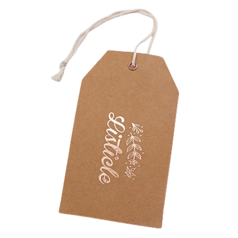 Custom Factory Hot Sale Kraft Paper Hang Tag Classic Hot Stamping Logo Paper Products HangTags for Clothing Bags