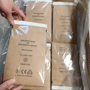 Sachet de stérilisation auto-scellant <span class=keywords><strong>EO</strong></span>/STÉAM avec double indicateur, pochette d'emballage en papier de qualité médicale Classe I, marron, à usage unique, pour voie orale - Product Image 2