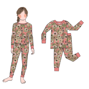 Penjualan terlaris kualitas tinggi 2 buah cetakan bunga bambu Perempuan Piyama Set pakaian tidur untuk anak-anak - Product Image 4