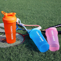 Bouteille de shaker de protéines personnalisée, portable, 400 ml, sans BPA, anti-fuite, pour le sport, la gym, en plastique, avec boule de shaker