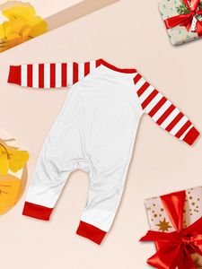 Rouge blanc rayure famille correspondant tenues noël imprimé pyjamas père mère enfants correspondant vêtements pyjamas ensemble pour noël - Product Image 5