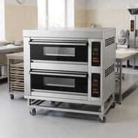 Four à sole électrique commercial en acier inoxydable, 2 niveaux, 4 plateaux, contrôle tactile, pour boulangerie et cuisine