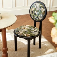 Chaise contemporaine en bois massif avec dossier et revêtement en velours imprimé - Chaise durable pour chambre à coucher, bureau à domicile, loisirs