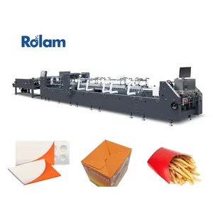 ROLAM AS折りたたみ式接着機サプライヤーフライドポテトペーパーボックス自動クラッシュロックボトムフォルダー接着剤