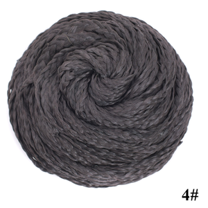 Chignon en forme de beignets en fibres synthétiques lisses, clip-in, avec options de cordon de serrage pour diverses coiffures - Product Image 5