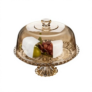 Supports à gâteaux de luxe en laiton avec couvercle en verre, présentoir à desserts rond de haute qualité, fournitures pour gâteaux d'anniversaire à domicile - Product Image 2