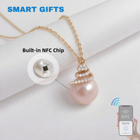 Collier pendentif imitation perle NFC 13,56 MHz luxueux, nouveau, en acier inoxydable, cadeaux RFID pour elle, bijoux de Noël