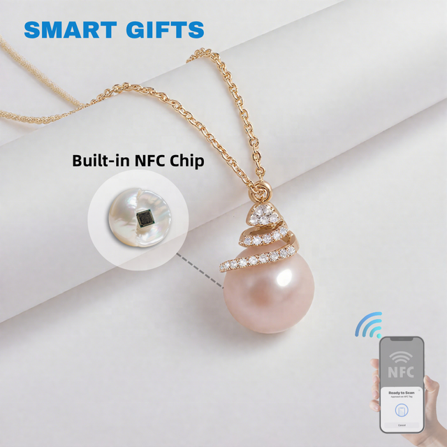 NEW NFC Pendant Luxury Imitation Pearl with Built-in NFC Chip Necklace 13.56MHz RFID Access Control NFC Gifts for Valentines