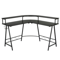 Grand bureau de jeu RGB pour ordinateur de bureau, en forme de L, noir, avec éclairage LED