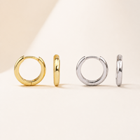 Boucles d'oreilles créoles géométriques minimalistes en argent sterling 925 vermeil Muweike pour femmes, bijoux fins