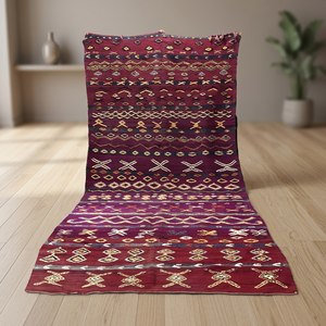 Alfombra Kilim Marroquí Geométrica Hecha a Mano con Nudos, de Lana de Pelo Corto, Color Sólido, con Base de Yute, Grosor Medio, para Sala de Estar - Product Image 3