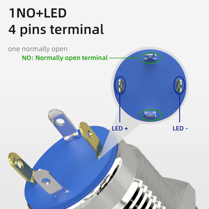 16 मिमी 19 मिमी सामान्य रूप से खुला पुश बटन स्विच धातु स्टेनलेस स्टील 4 पिन रिंग लाइट 3 ए रोबोट नियंत्रण पुशबटन - Product Image 4