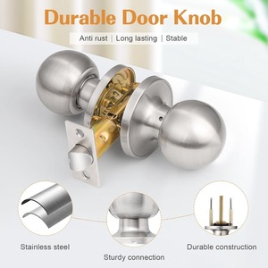 Probrico Maniglie per Porte Interne Rotonde in Nichel Spazzolato, per Corridoio e Armadio, Serratura Senza Chiave, Confezione da 10 - Product Image 4