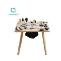 Asweets Nouvelle table de jeu en bois de couleur vive pour enfants en bois avec musique table sensorielle d'activité pour bébé