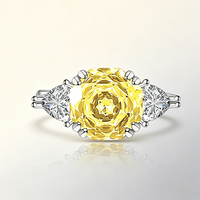 Set Perhiasan Mewah Grosir Berlian Imitasi Kuning Potongan Rose Cut, Kalung Liontin Tembaga, Cincin, Anting Stud untuk Wanita, Perhiasan Berkualitas untuk Pesta Pertunangan
