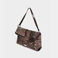 Sac Hobo de Luxe pour Femme à Imprimé Léopard, Sac à Bandoulière et Sac à Main en Velours à Motif Animal Ton sur Ton, Fourre-tout pour Dames