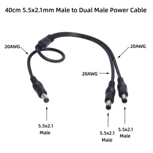 <span class=keywords><strong>1</strong></span> paquete de alimentación <span class=keywords><strong>1</strong></span> macho a 2 macho 5,5mm x 2,1mm Cable divisor de fuente de alimentación, cable adaptador divisor Y, cable Y de 2 vías - Product Image 5