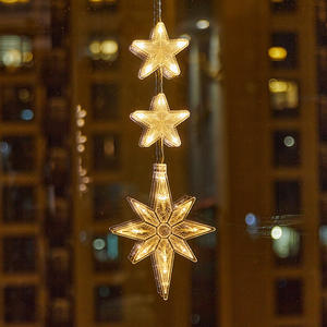 Noël intérieur/extérieur élégant étoile Design bonhomme de neige pentagramme flocons de neige fenêtre jardin Restaurant atmosphère chaîne éclairage - Product Image 1