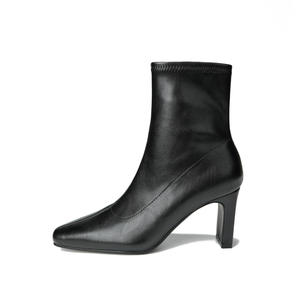 Bottines noires pour femmes - Bout carré, talon épais, fermeture éclair arrière, bottes habillées pour l'automne et l'hiver, idéales pour les soirées - Product Image 2