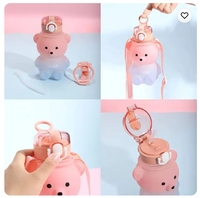 Zhida Portable 800ml été grande capacité ours dégradé mignon bouteille d'eau filles tasse en plastique gourdes enfants bouteille d'eau en plastique