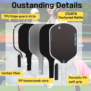 Chất lượng cao tùy chỉnh sợi carbon pickleball mái chèo 16mm thermoformed hạt mờ bề mặt chưa từng có kiểm soát giải trí - Product Image 4