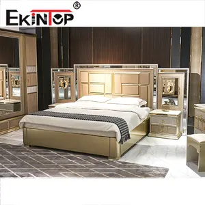 Ekintop cama de rainha estilo europeu quarto conjuntos de móveis