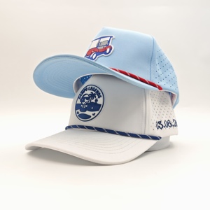 Casquette de golf professionnelle à 5 panneaux avec logo en silicone personnalisé, chapeau vintage à cordon, faible MOQ, OEM, patch en caoutchouc 3D, couvre-chef moderne pour club de golf - Product Image 2