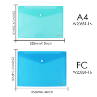 Pochette transparente A4 en plastique PP personnalisée Foska avec bouton-pression pour documents scolaires et dossiers
