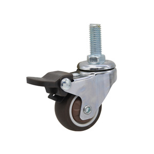 Silent Swivel Directional TPR Caster Rubber Wheel With Ball Bearing Threaded Stem 100x80mm <b>Plate</b> Gray Polyurethane - Product Image 2