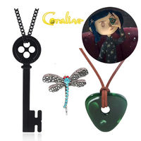 Colgante de Piedra de la Visión con Cadena de Cuerda Hecha a Mano, Joyería de Libélula Laika para Disfraz de Cosplay, Collar y Llavero de Coraline