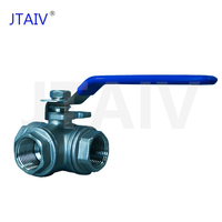 Vanne à boisseau sphérique manuelle à 3 voies en acier inoxydable JTAIV OEM, 3 pouces, type L/T personnalisé, 1/2 pouce