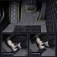 Tapis de sol de voiture en cuir pleine surface avec boucles de fixation, sur mesure, doublement amovibles, écologiques, pour l'intérieur de la voiture
