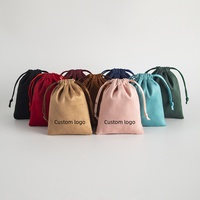 Pochette à cordon en daim avec logo personnalisé, de haute qualité, portable, pour le rangement de bijoux, collier, boucles d'oreilles, bagues, emballage cadeau