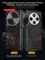 Coques de téléphone antichoc avec anneau support et béquille pour Redmi 14C, POCO C75 4G 5G, A3 Pro 5G, avec cache-objectif coulissant