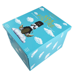 Boîte d'emballage de figurine jouet LABUBU en cuir PU bleu personnalisé avec couvercle | Étui à chaussures cadeau de dessin animé en <span class=keywords><strong>bois</strong></span> imprimé UV - Product Image 6