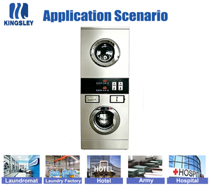 Combo de lavadora secadora de acero inoxidable comercial de <span class=keywords><strong>autoservicio</strong></span> con máquina expendedora de lavandería de limpieza de agua fría - Product Image 4