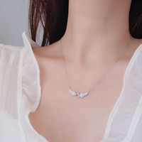 Collier ras du cou en acier inoxydable avec pendentif aile d'ange rond en forme de cercle, orné de diamants CZ, pour femme