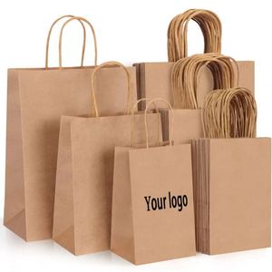 Bolsas de Compra de Papel Kraft al por Mayor, Diseño de Logotipo Personalizado para Empaque de Regalos de Supermercado en Varios Tamaños y Colores - Product Image 5