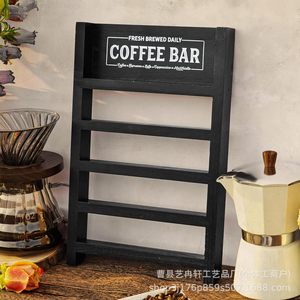ชั้นวางแคปซูลกาแฟไม้ 4 ชั้น 22.6x3x35.5 ซม. ที่เก็บของบนโต๊ะ ตกแต่งบาร์กาแฟสไตล์ฟาร์มเฮาส์ - Product Image 1