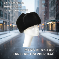 Gorro de Aviador con Orejeras de Piel de Visón Genuina para Hombre, Gorro de Piloto de Piel Auténtica, Gorro de Bombardero Ushanka, Protección Térmica para Soldados