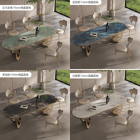 Table à manger de luxe Microlite verre rectangulaire moderne haut de gamme avec motif pierre et marbre pour usage domestique et villas