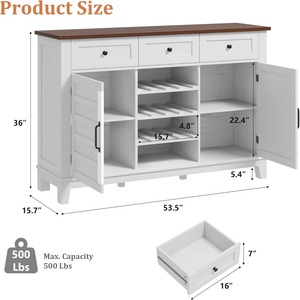 Mueble de Almacenamiento para Vinos Estilo Granja, Mueble de Bar <span class=keywords><strong>con</strong></span> Puerta Corredera Tipo Granero para Comedor - Product Image 6