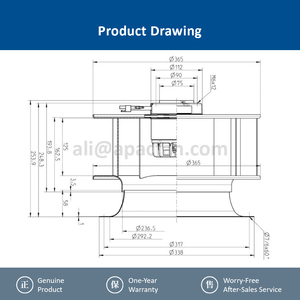 Ziehl-abegg RH35M-4EK.2F.1R 130043 0-10V PWM <b>Control</b> Clean Room Fan High Efficiency AC Backward Curved Centrifugal Fan for FFU - Product Image 5